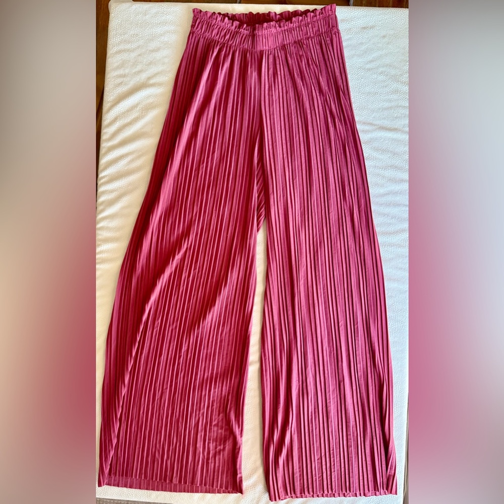 women’s mauve Pink Pleated sheer Pants